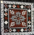 Small floral quilt - red, black & white