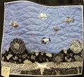 Tiny quilt - under the sea, blue black and white